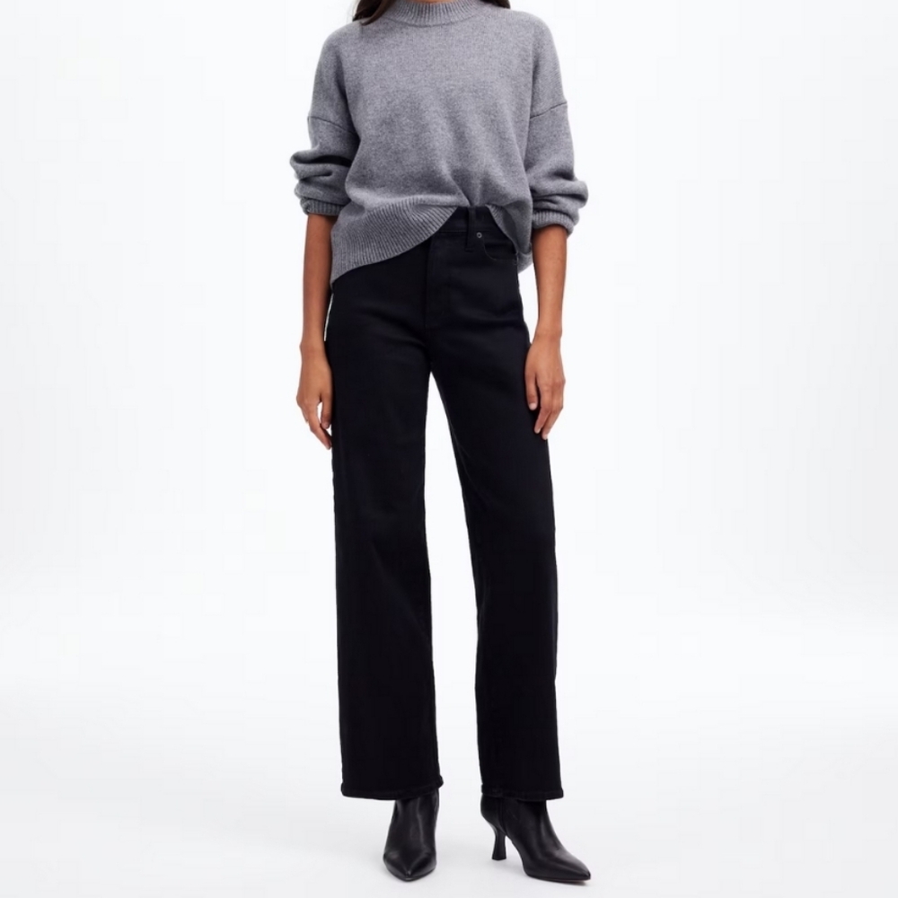 Madewell The Perfect Vintage Wide-Leg Jeans Black Rinse Wash - Size 26